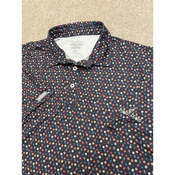Straight Down Other - Straight Down Golf Polo Shirt Mens XL Pool Balls All Over Geometric Stretch